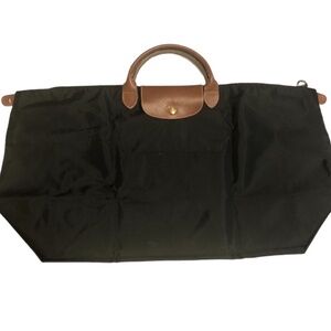 Longchamp Black and Brown Travel Bag
